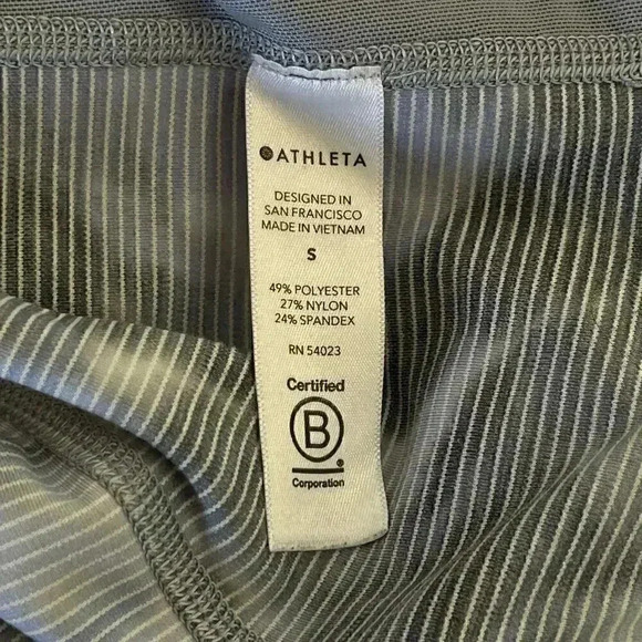 Athleta Women's Blue Gray Stripped Full Zip Thumbhole Jacket Small - Picture 8 of 8